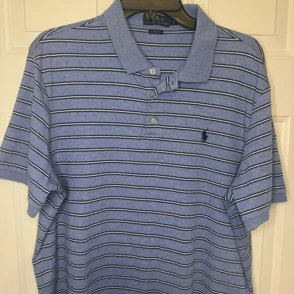 Polo Ralph Lauren Classic Fit Short Sleeve Shirt Blue White Stripes Men’s Large - Picture 2 of 8